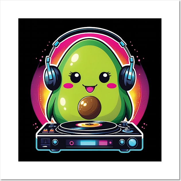 Kawaii Avocado DJ Wall Art by ArtfulTat